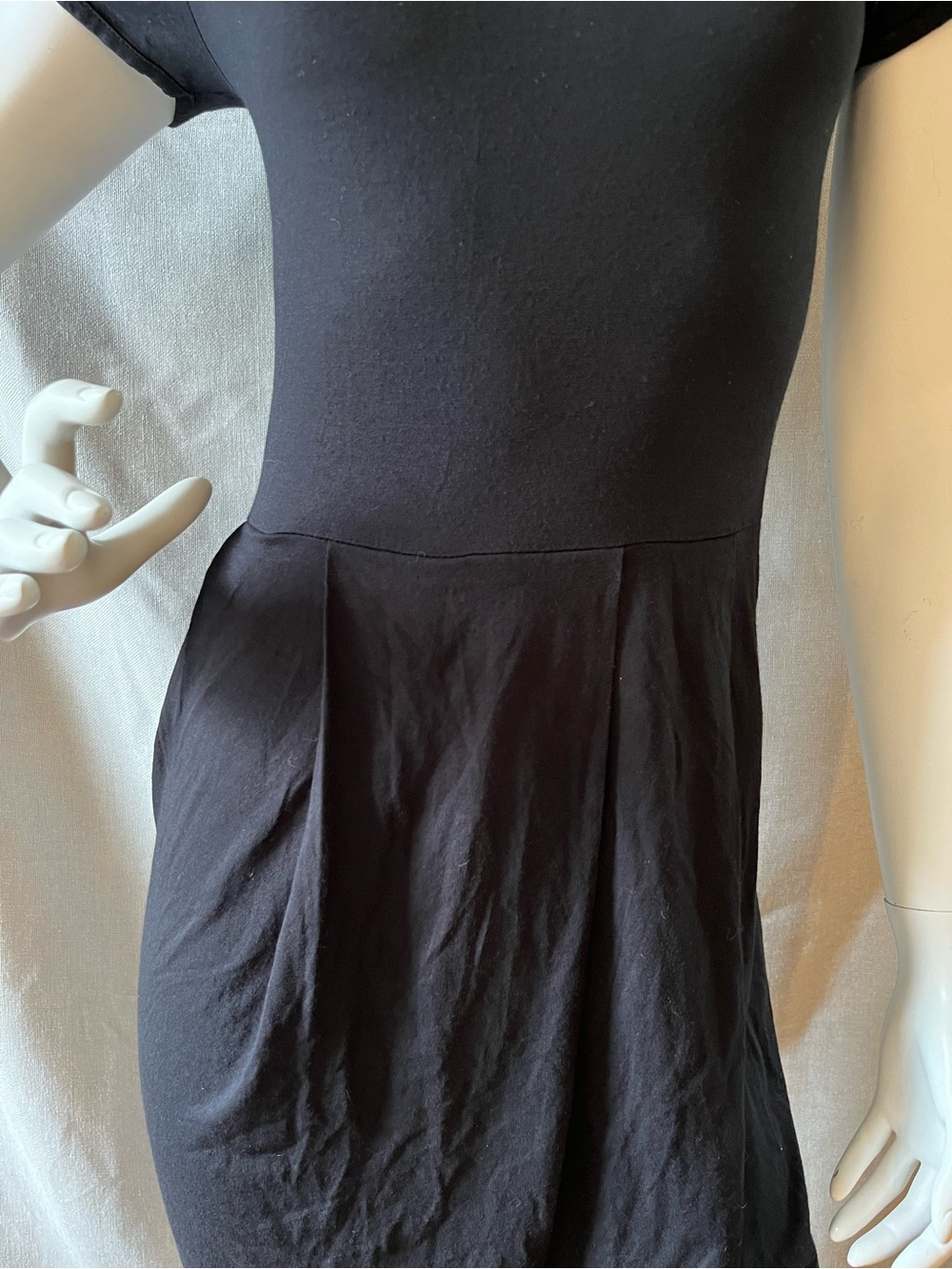 Peter Pan Collared Chic Black soft Jersey Dress XS - Picture 6 of 8